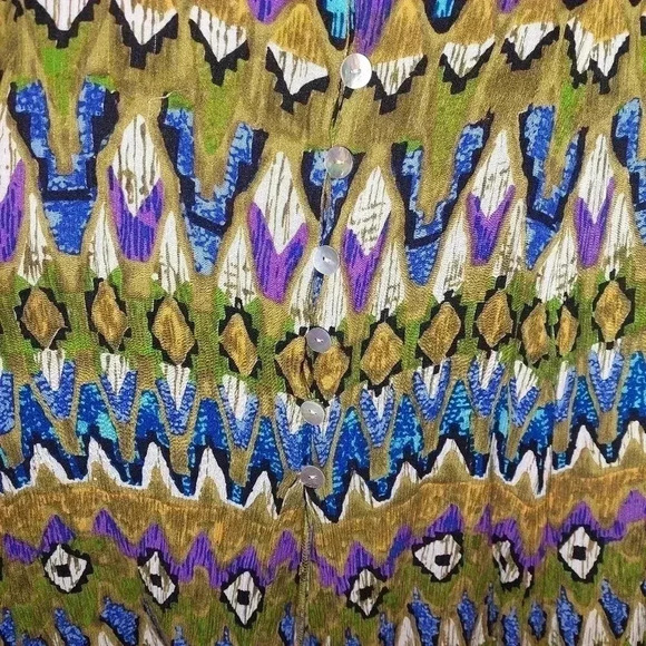 Vintage Dress Barn Tribal Print Maxi Button Down Dress Size 10 - Picture 5 of 8